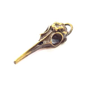 2 Bird Skull Charm Antique Bronze Plated Pendant (40x12mm) G9959