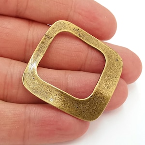 2 Wavy Square Charms Antique Bronze Plated Charms (38x38mm)  G21588