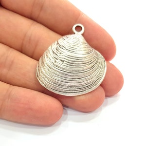 Oyster Charms Shell Charm Mussel Charms Sea Ocean Silver Charms Antique Silver Plated Metal (39x36mm) G25378
