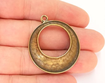 2 Antique Bronze Plated Circle Charms (40x35mm)  G22573