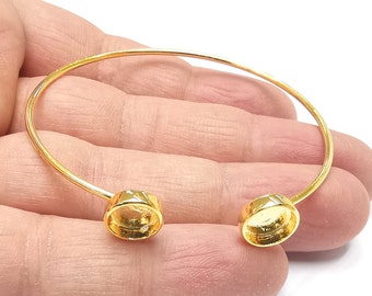 Round Bracelet Base Blanks Cuff Blanks Adjustable Bracelet Shiny Gold Plated Brass (8mm Blanks) G27070