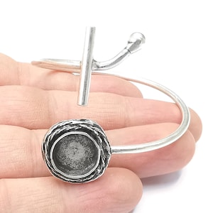 Rod Ball Head Bracelet Blank Resin Cuff Dry Bezel Cabochon Base Adjustable Antique Silver Plated Brass (13mm Blank) G26450