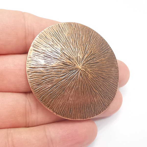 Copper Shield Pendant, Antique Copper Plated Large Round Pendant (50mm) G28189