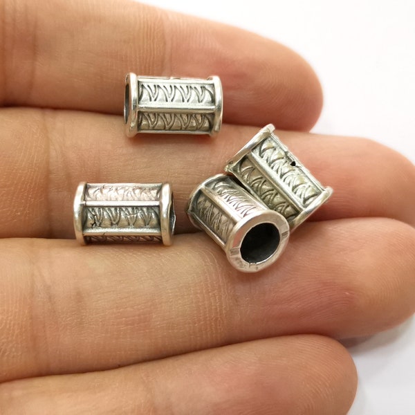 10 Silver Tube Beads Antique Silver Plated Beads (13x8mm)  G22656