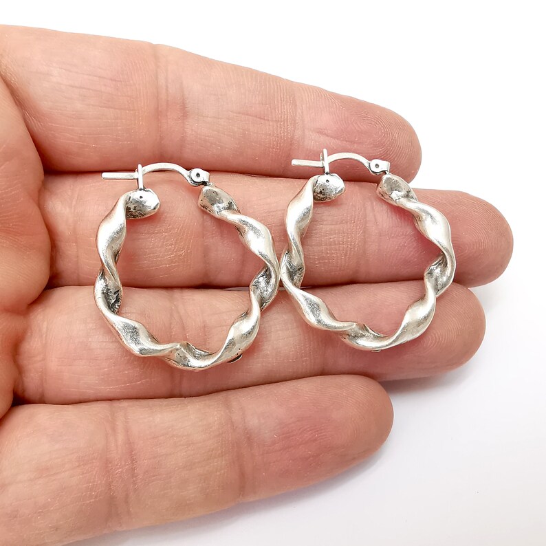 Vintage Cute Twisted Hoop Earrings (Silver 925) main image 1
