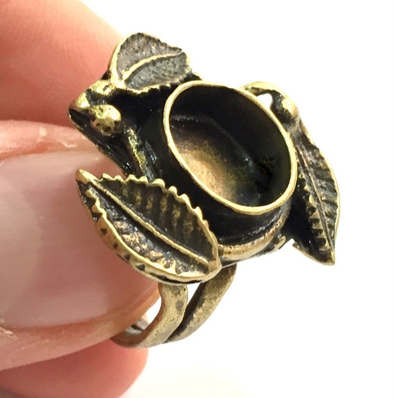 Adjustable Ring Blank, Antique Bronze Plated Brass G5605 10mm blank