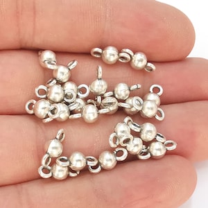 Silver Ball Charms Connector Antique Silver Plated Charms (11x5mm) G23171