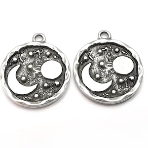 Halbmond Charms, Celestial Charms, Nachthimmel Charms, antik versilberte Charms (25x21mm) G27978