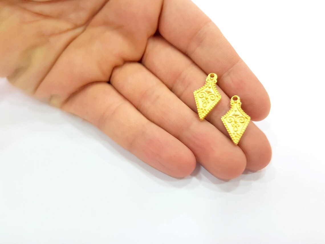 4 Gold Charm Ethnic Charm Tribal Charms Gold Plated Charms Etsy