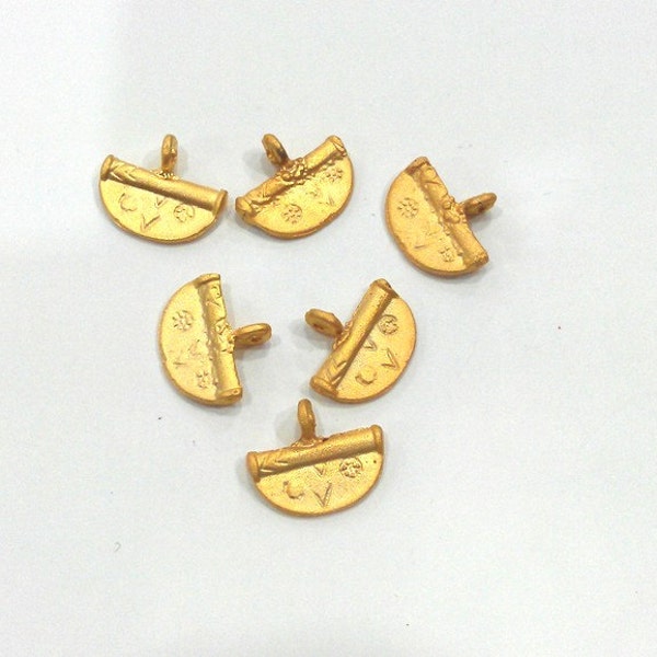 Gold Tribal Charms , Gold Plated Brass   G19996
