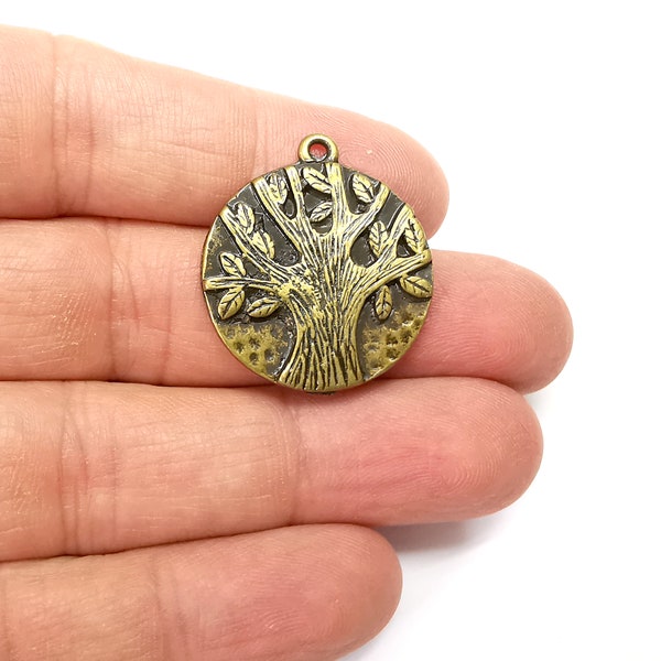 Bronze Tree Leaf Charms, Earring Charms, Dangle Pendant, Locket Pendant, Necklace Pendant, Antique Bronze Plated Metal 31x27mm G35475