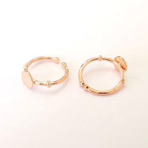 Stamping Ring Blanks, Rose Gold Plated Sterling Silver, Engraving Statement Ring, Adjustable Nameplate Ring 925 Solid Silver 8mm G30314