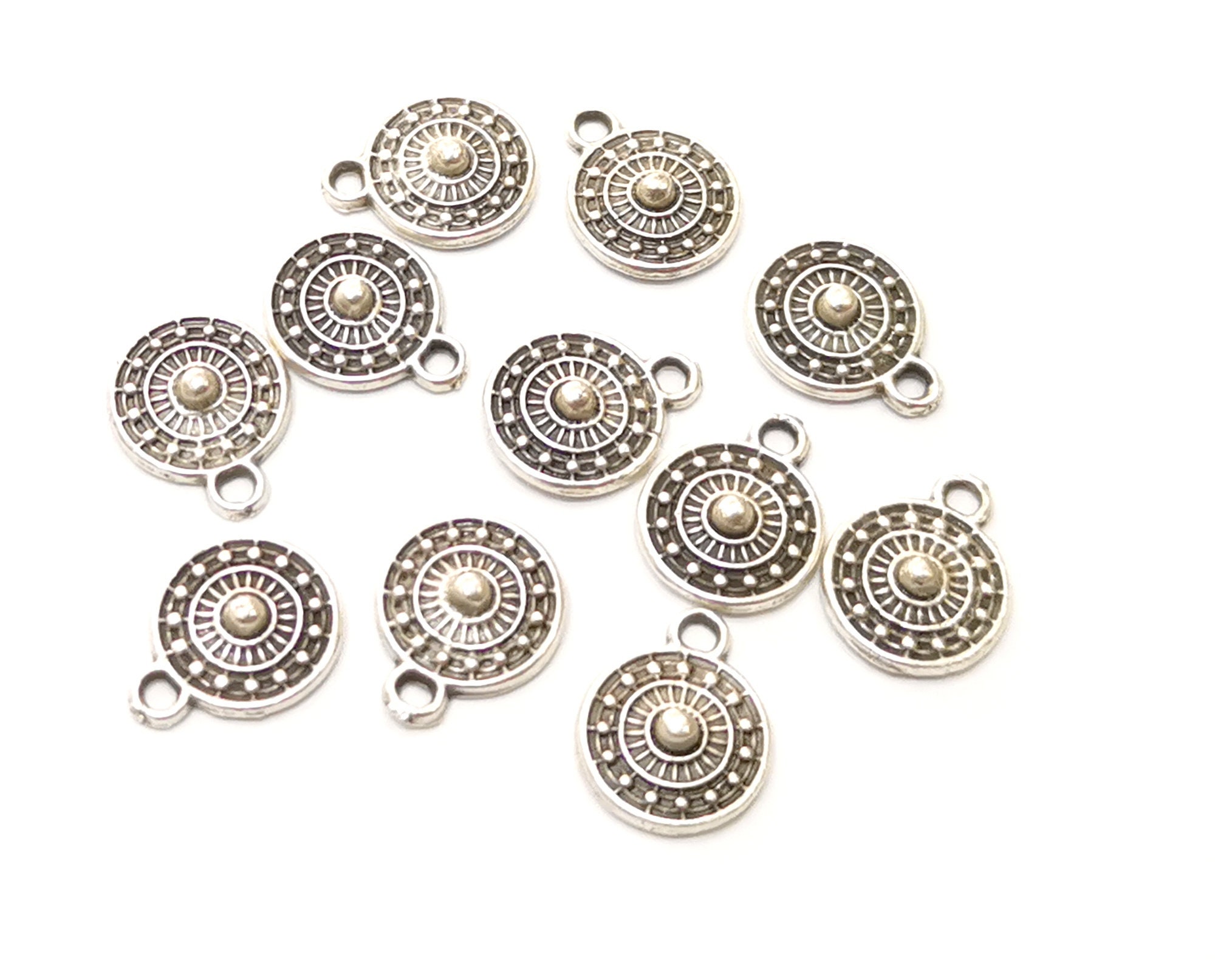 Silver Charms Antique Silver Plated Charms (9mm)  G17806