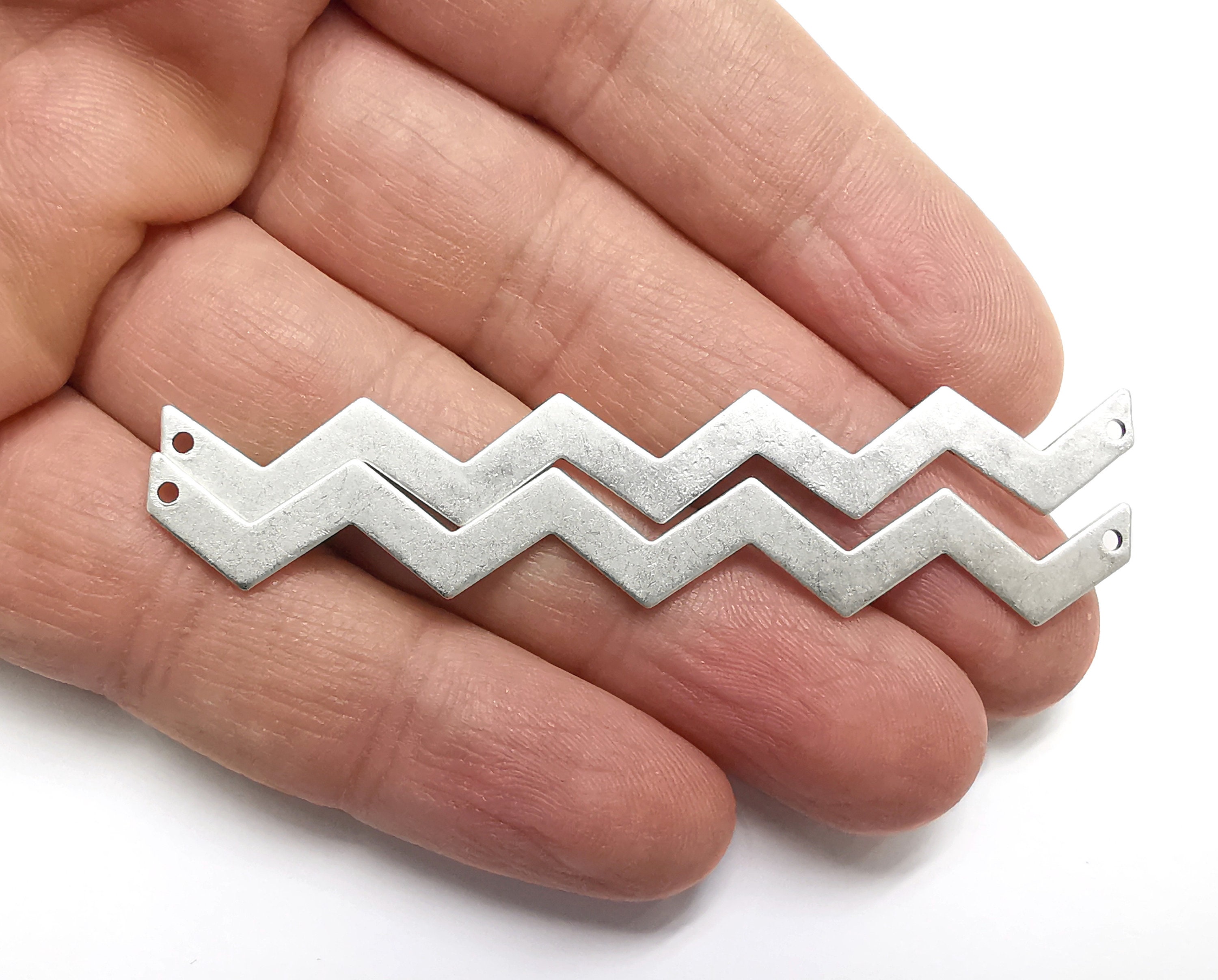 2 Zigzag Charms Connector Antique Silver Plated Brass Charms 75mm G26979 Etsy Canada