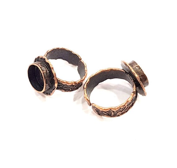 10mm blank Antique Copper Plated Brass G19622 Copper Ring Blank inlay Ring Blank Mosaic Ring Bezel Base Settings Cabochon Mountings