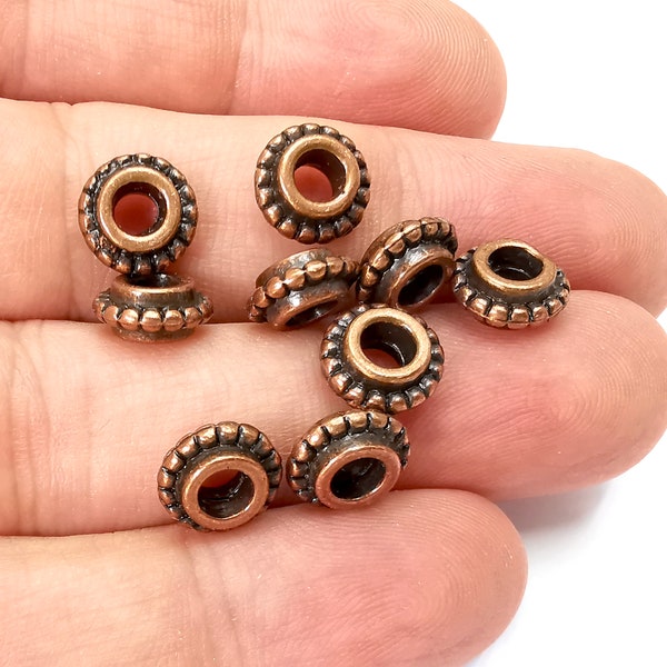 Ribbed Round Beads Antique Copper Plated (9mm)  G28328