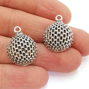 2 Cambered Charms Antique Silver Plated Charms (25x19mm)  G20841