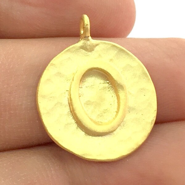 Initials  O Charm , 22K Gold Plated Brass G4845