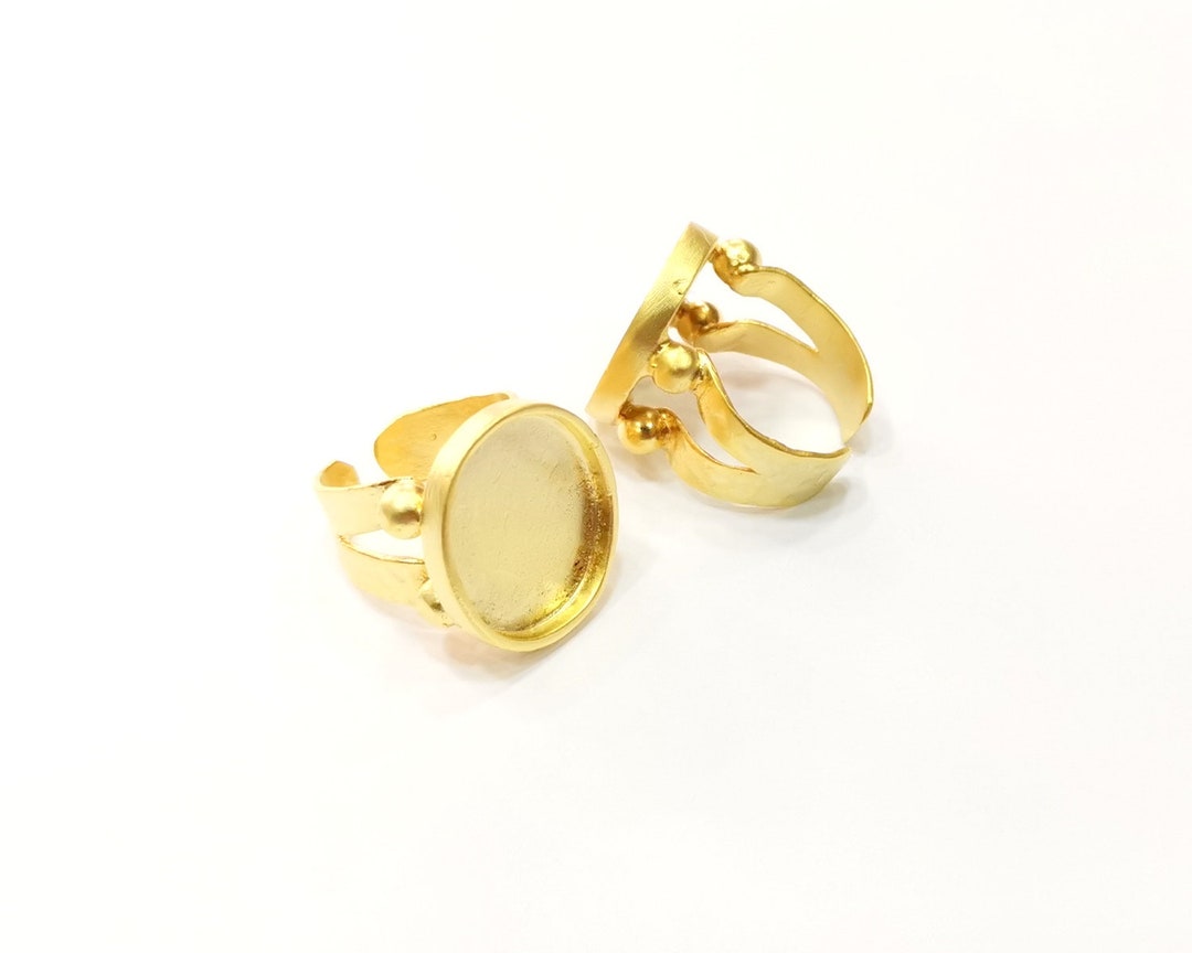 Gold Ring Settings Blank Hammered Inlay Ring Mosaic Ring Bezel Base