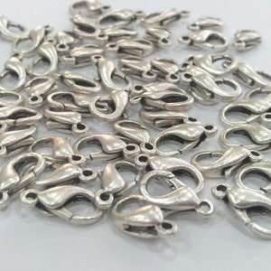 10 Silver Clasp Lobster Clasp Antique Silver Plated Lobster Clasps , Findings 12x6 mm G20123 image 3