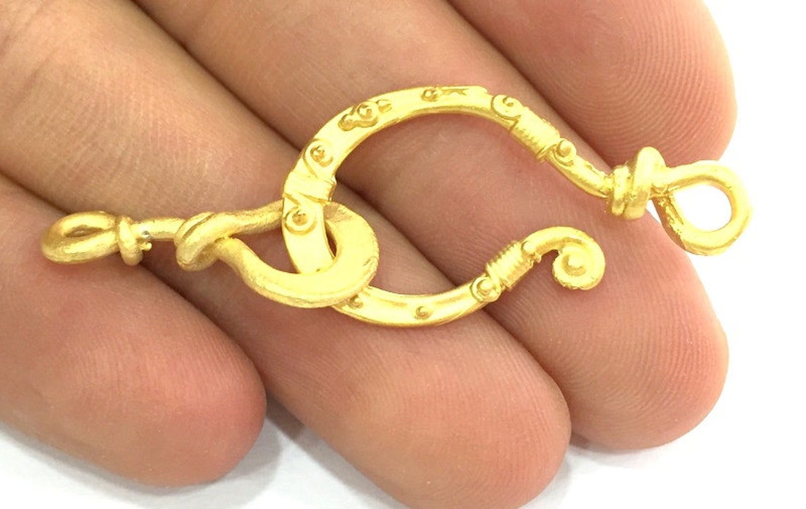 Gold Hook Clasp Findings Gold Plated Brass G4133 Etsy
