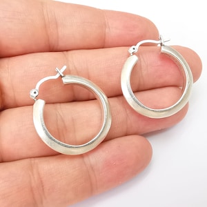 Silver Hoop Earrings, Antique Silver Plated Hoop Earring, Findings (28mm) G33813