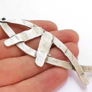 Fish Silver Pendant Antique Silver Plated Pendant (94x33mm)  G20962