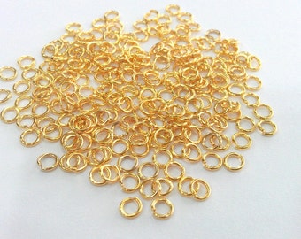 100 Fornituras de anillas de oro Anillas de latón chapado en oro, Fornituras 100 piezas (4 mm) G9468