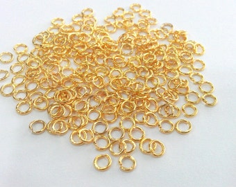 100 Gold jumpring Findings Gold Plated Brass  jumpring , Findings 100 Pcs (4 mm) G9468