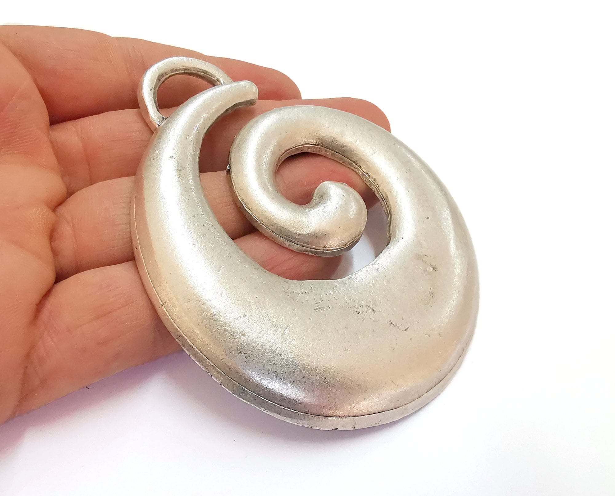 Spiral Pendant Antique Silver Plated Pendant (93x76mm)  G20212