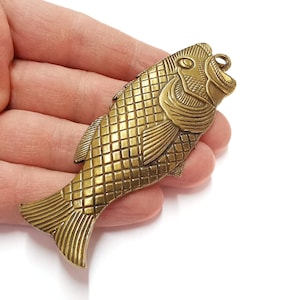 Fish Pendant Antique Bronze Plated Pendant (94x34mm)  G21214