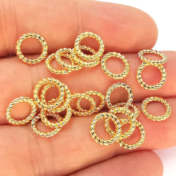 20 Twisted Circle Findings 24k Shiny Gold Circle Findings (10 mm)  G22661