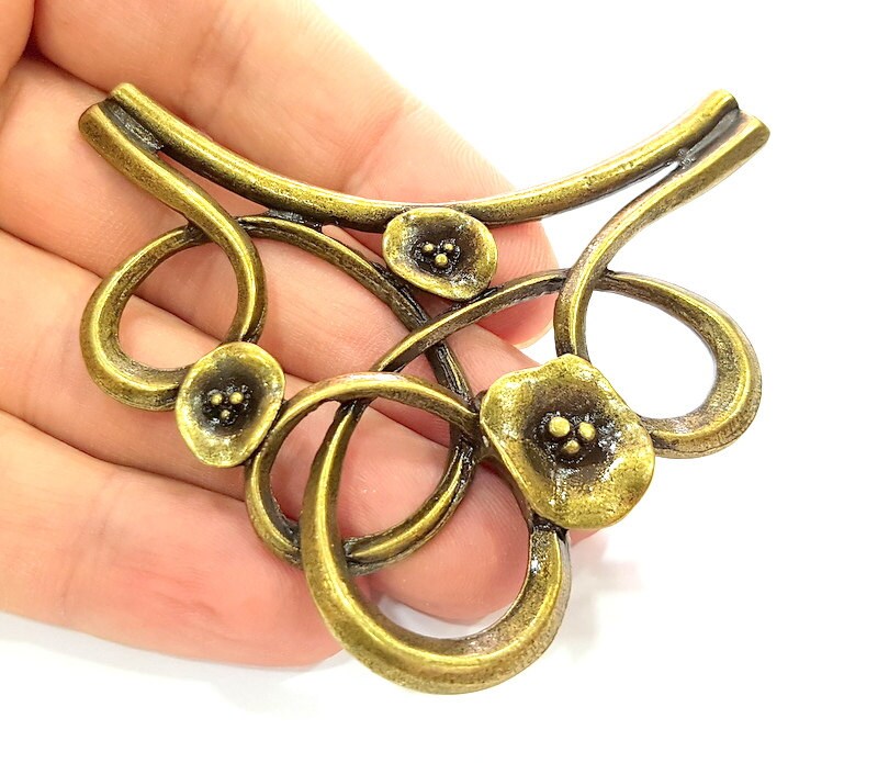 Antique Bronze Pendant Flower Pendant 71x65mm G6982 Etsy