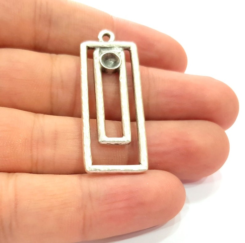 G14192 43x17 mm 2 Silver Base Blank inlay Blank Earring Base Resin Blank Mosaic Mountings Antique Silver Plated Metal