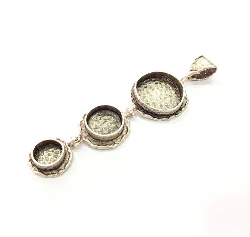 88x23mm 8 pcs Silver Pendant Blank Resin Blank Mosaic Base Blank inlay Blank Necklace Blank Mountings Antique Silver Plated Brass G9053