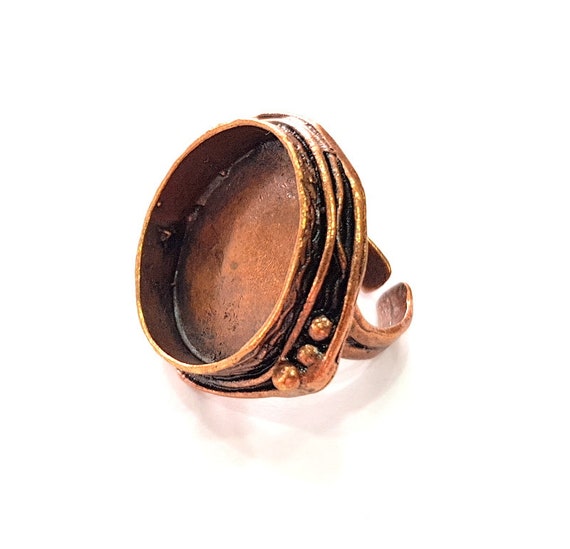 10mm blank Antique Copper Plated Brass G19622 Copper Ring Blank inlay Ring Blank Mosaic Ring Bezel Base Settings Cabochon Mountings