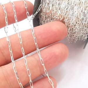 1mt(3.3ft) Sterling Silver Cable Chain 925 Solid Silver Soldered Chain (5,5x2mm) G30165