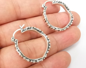 Silberne Creolen, Antikes Silber überzogener Hoop Ohrring, Zubehör (28 mm) G33821