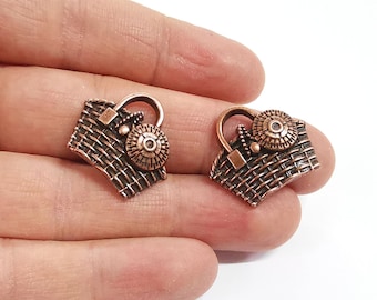 4 Charms de cobre para cesta Charms antiguos chapados en cobre (25 x 22 mm) G24327