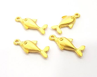 10 Fish Charm Gold Charms Gold Plated Metal (22x10mm)  G14084