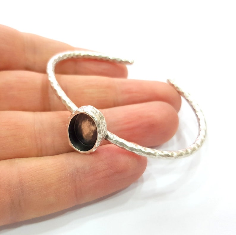 20mm G15996 Bracelet Blank Cuff Bezel Resin Bangle inlay Blank Glass Cabochon Base Bezel Hammered Adjustable Antique Bronze Bracelet