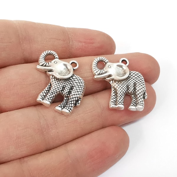 4 Elephant charms Antique silver plated charms (27x24mm)  G24105