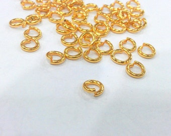 Shiny Gold jumpring  (6 mm) 24k Gold Brass Strong jumpring Findings G13767