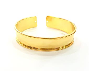 Gold  Bracelet Blanks Cuff Blanks Adjustable Bracelet Blank Gold Plated Brass (15mm ) G7910