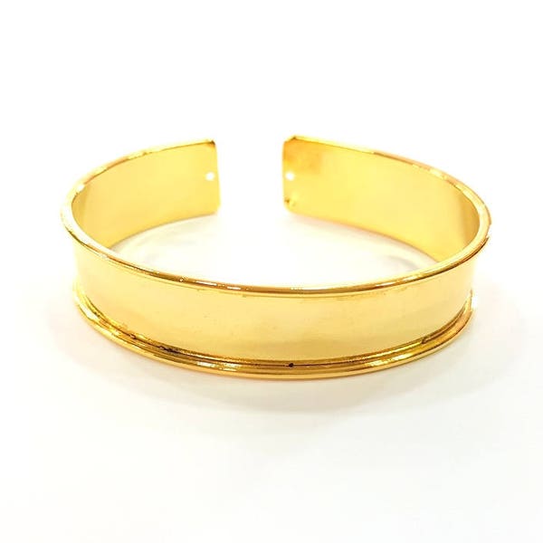 Gold  Bracelet Blanks Cuff Blanks Adjustable Bracelet Blank Gold Plated Brass (15mm ) G7910