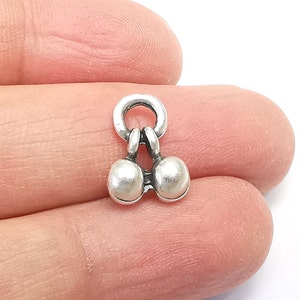 Hangende balbedels Kersenbedels Antiek verzilverde bedels (14x11mm) G29717