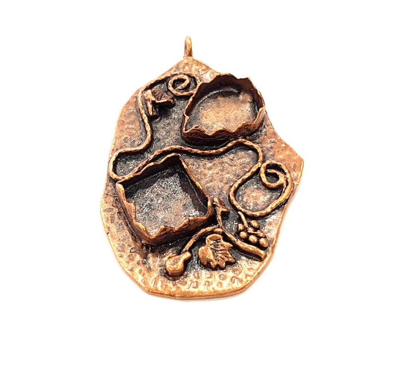 18x13mm,13x13mm blank G13201 Antique Copper Pendant Blank Mosaic Base Blank inlay Necklace Blank Resin Blank Mountings Copper Plated Brass