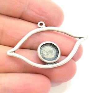 Silver Pendant Bezel Blank Earring Component Antique Silver Plated Blanks (10mm Blank) G7099