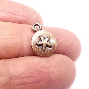 Star Disc Charms Antique Copper Plated Charms (15x11mm) G29704
