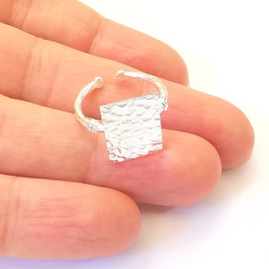 Rectangle Stamping Ring Blanks, Sterling Silver Engraving Blank, Statement Rings, Adjustable Nameplate Ring, 925Solid Silver 15x11mm G30300